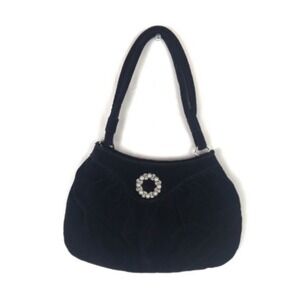 VTG Old Navy Black Velvet Small Purse Mini Handbag 2005 Y2K Retro Pearl Detail